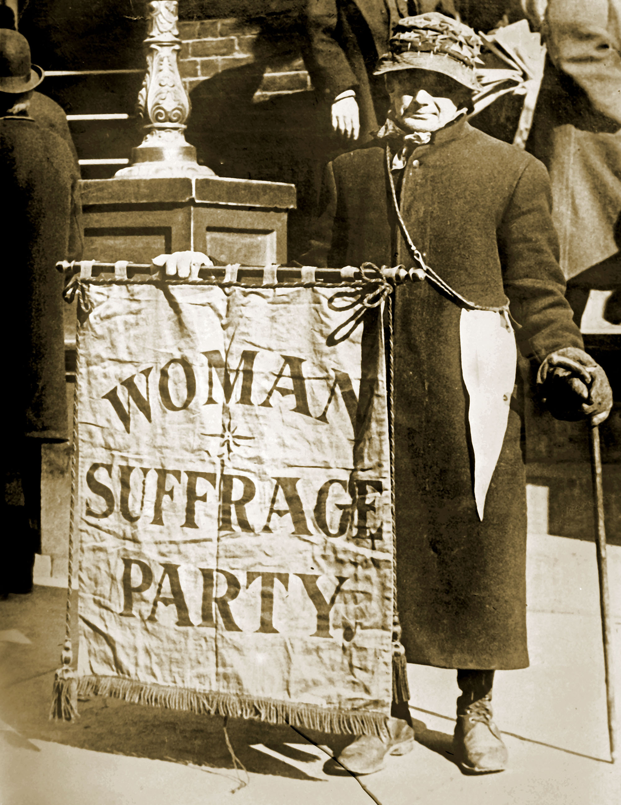 1909-1919 Dr. Stevenson with Woman Suffrage Banner Old Photo 8.5" x 11" Reprint