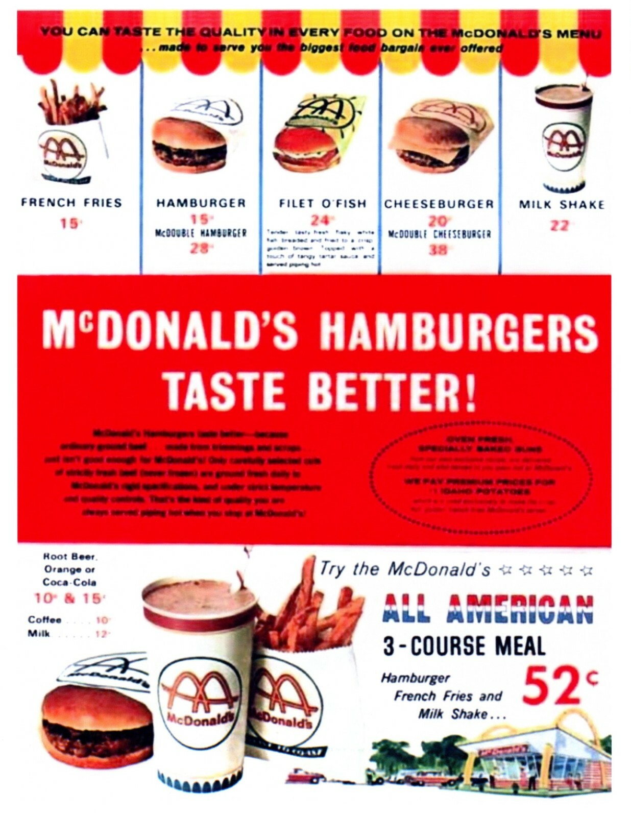 EARLY McDONALD'S DRIVE IN MENU 8.5X11 GLOSSY REPRINT