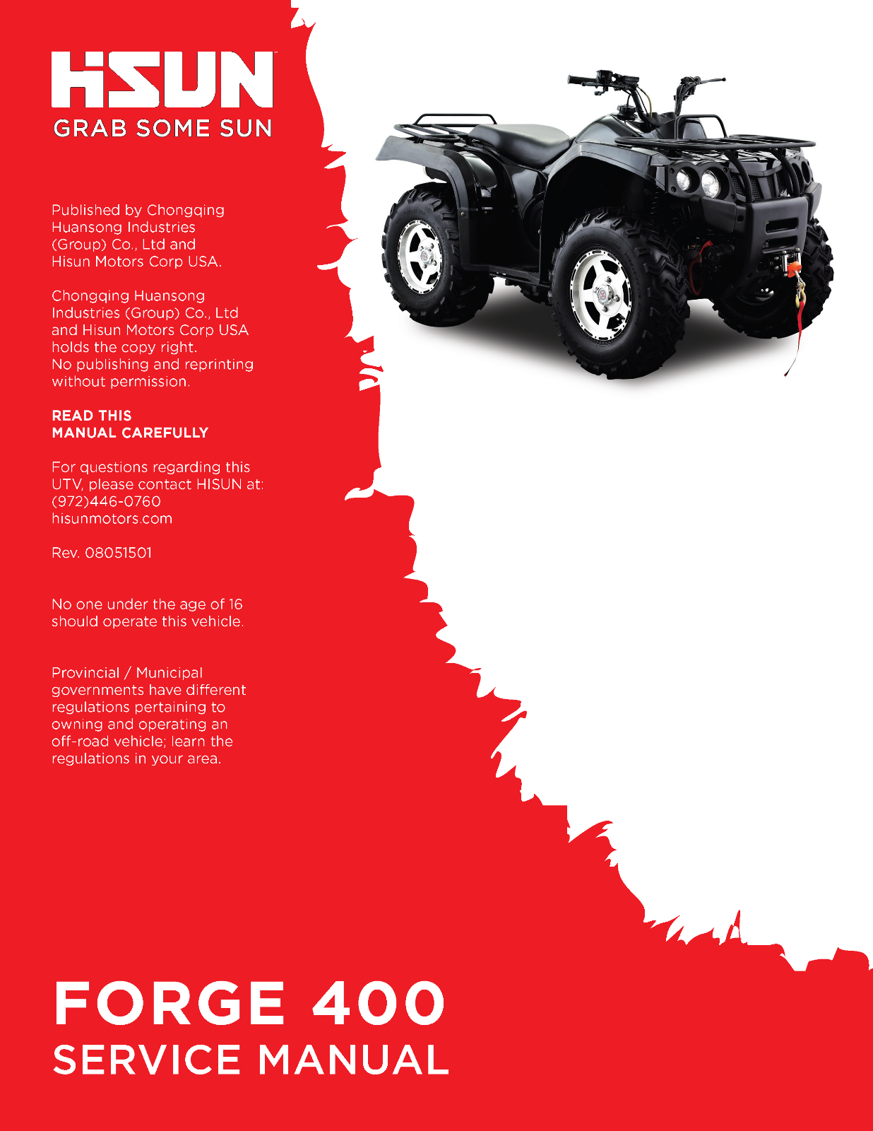 Hisun HS Forge 400 ATV Service Owners & Parts CD Coleman