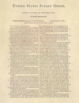 Steampunk Flying Machine US Patent Art Print - Antique Aviation 1893 Vintage 721