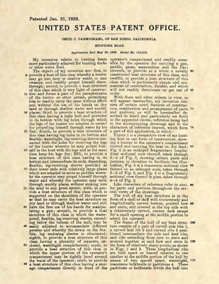 Duck Hunting Boat US Patent Art Print - Vintage Duck Hunting Antique Boat  848