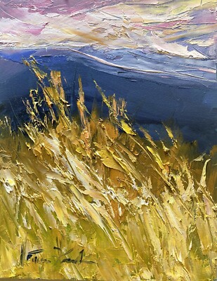 Wild Flowers Landscape Original Plain Air Oil Painting Impasto Margaret Raven