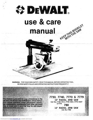 Download Manuals & Books - Dewalt Radial Arm