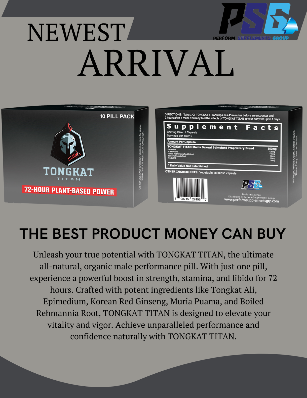 TONGKAT TITAN - 72 Hour Plant Male Performance Enhancement SAMPLE 2 Pill (2pk)