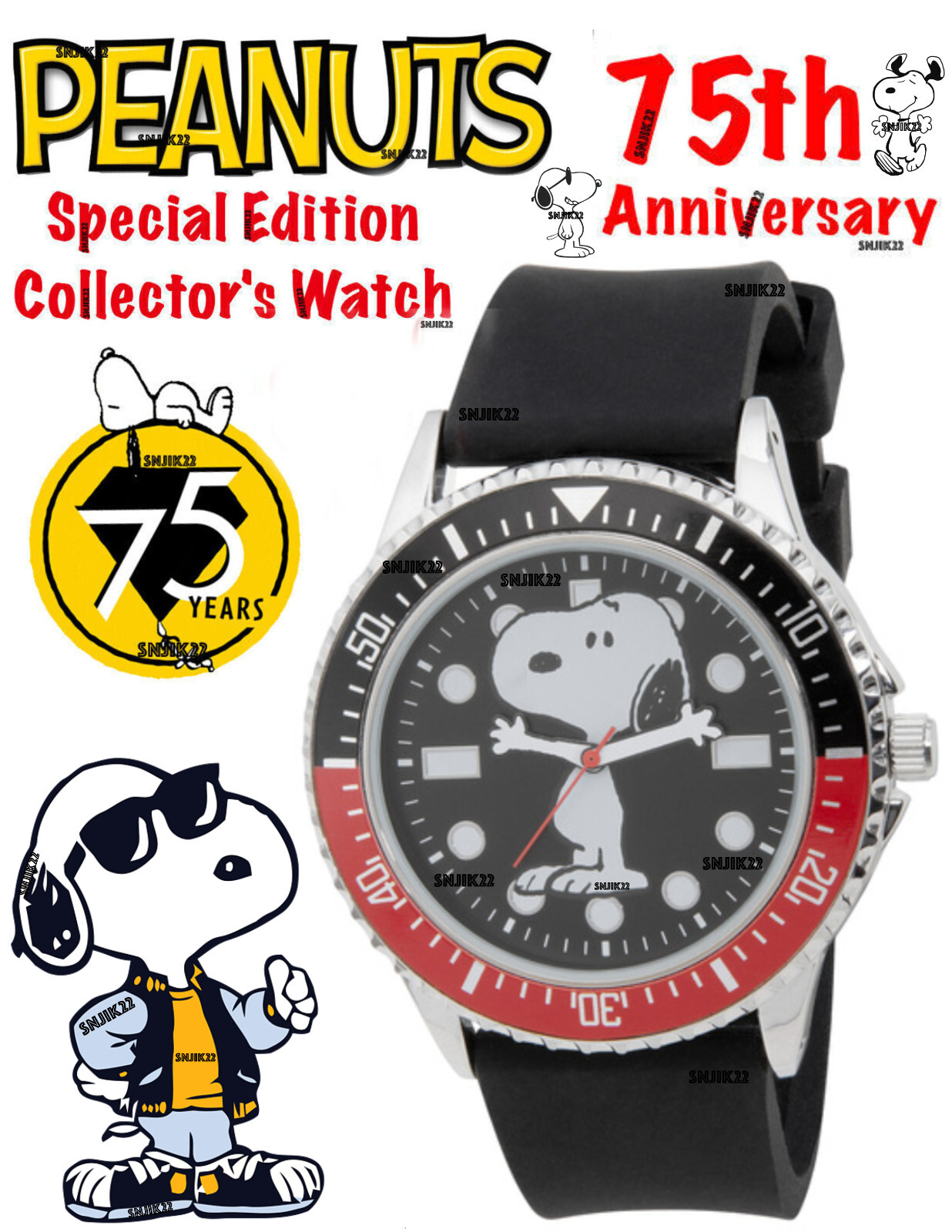 稼働 SNOOPY 腕時計 クリスタルタイム Limited 2001 432 PEANUTS 75th Anniversary Accutime Sparkling Collector's