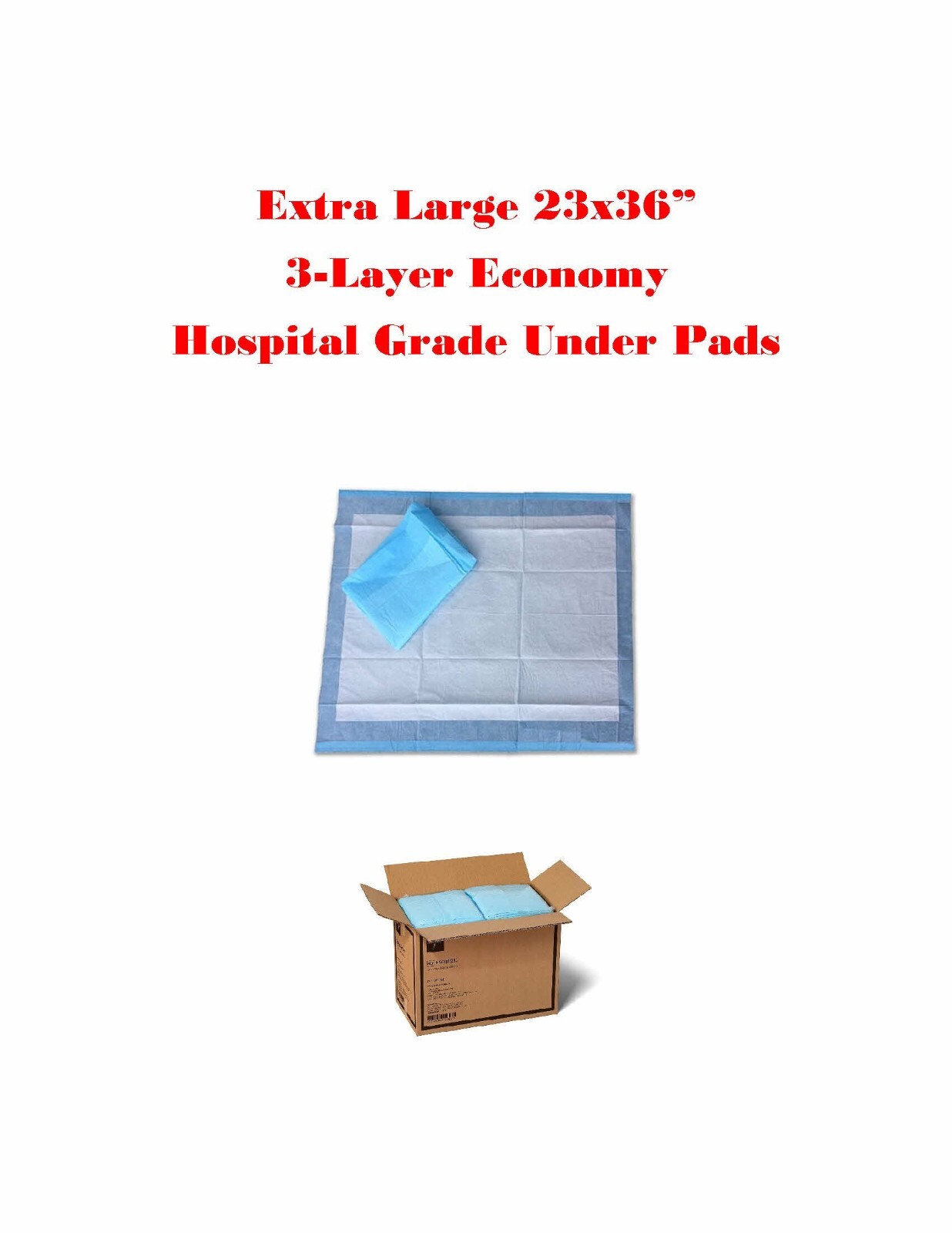 150 XL  23x36" 3-Ply Medline Lightweight Incontinence Disposable Bed Under Pads