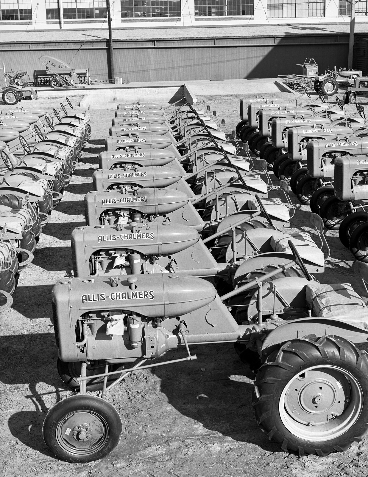 1940 Rows of Allis-Chalmers Tractors, Oklahoma Old Photo 8.5" x 11" Reprint