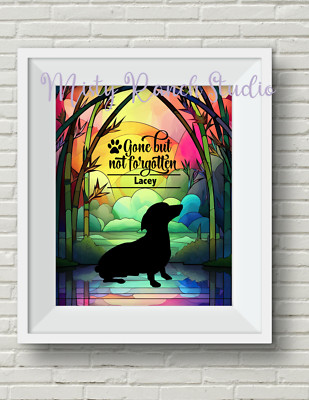 ''Gone But Not Forgotten'' Dog Pet Memorial, Rainbow Bridge UNFRAMED Art Print