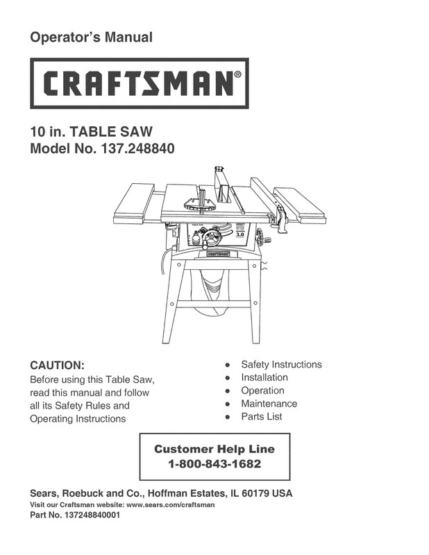 Saw様ご確認用 CRAFTSMAN 137.218073 OPERATOR'S MANUAL Pdf Download | ManualsLib