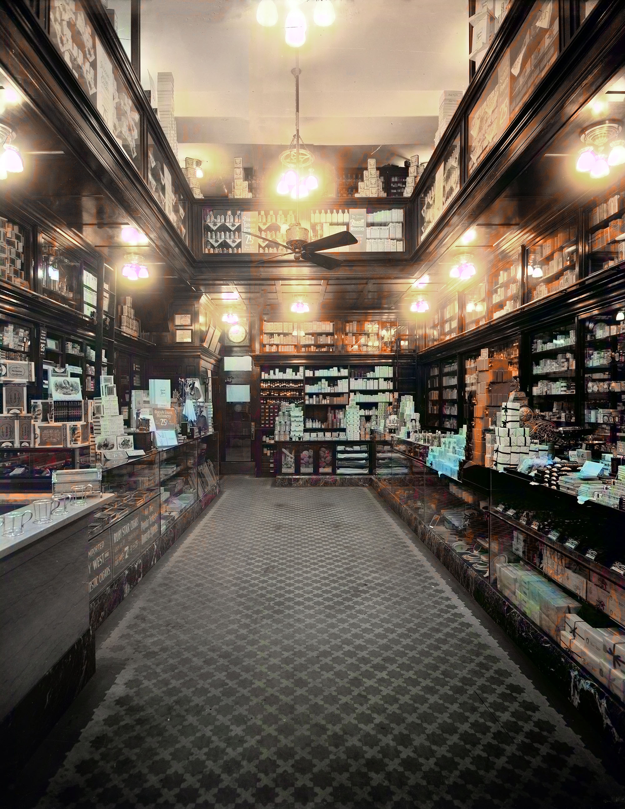 1913 G.W. Armstrong Drug Store Vintage Photograph 8.5" x 11" Reprint Colorized