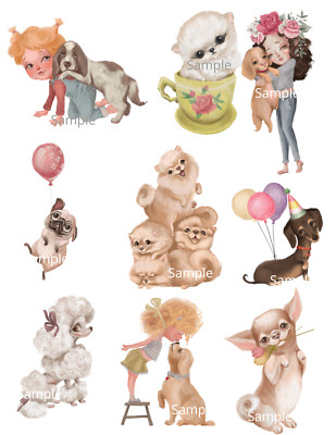Junk Journal Supplies Cute Dogs Ephemera Collage Sheet For Scrapbook Card Making