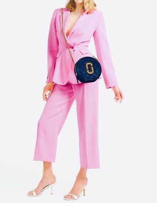 MARC JACOBS The Status Round Crossbody Bag Navy Blue Quilted Leather. MSRP $425