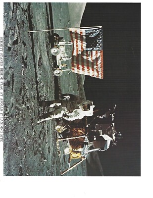 Apollo 17 EVA-1 Harrison Schmitt Moon Walk US Flag Nasa Photo 1977 - Cerman Schm