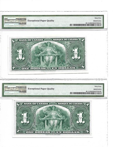 1937 Bank Of Canada 1$ Consecutive PMG UNC RARE Prefix W/N