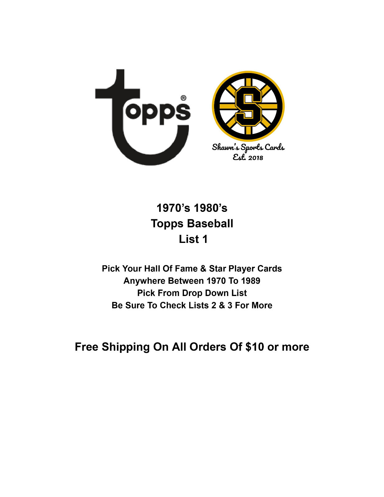 1970's 1980's Topps Baseball Pick Your Hall Of Fame & Star Player Cards List 1