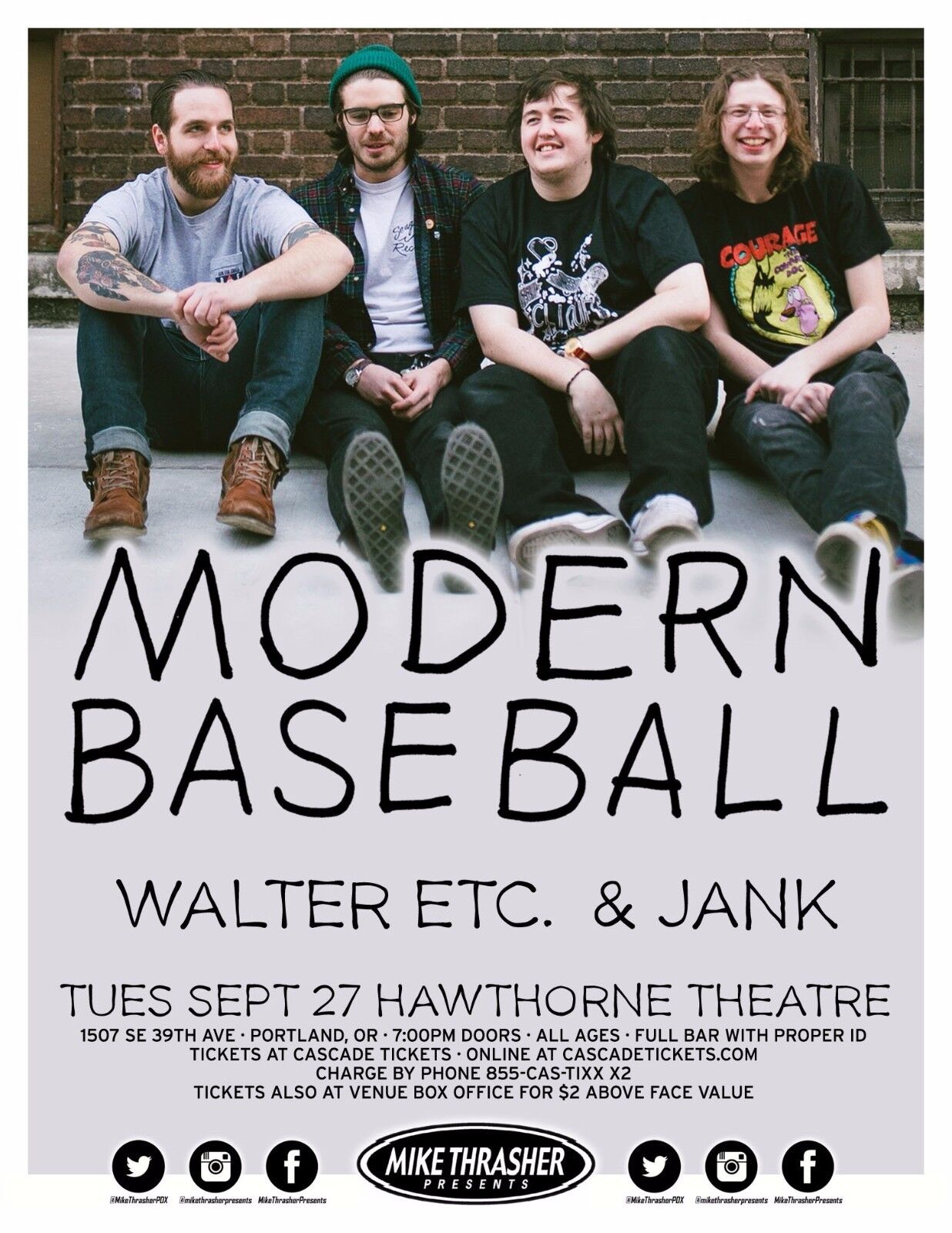 MODERN BASEBALL / WALTER ETC. / JANK 2016 PORTLAND CONCERT MODERN BASEBALL / WALTER ETC. / JANK 2016 PORTLAND CONCERT