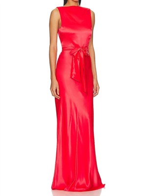 Pre-owned Amanda Uprichard Rosemary Silk Maxi Dress In Crimson - Size M In Red