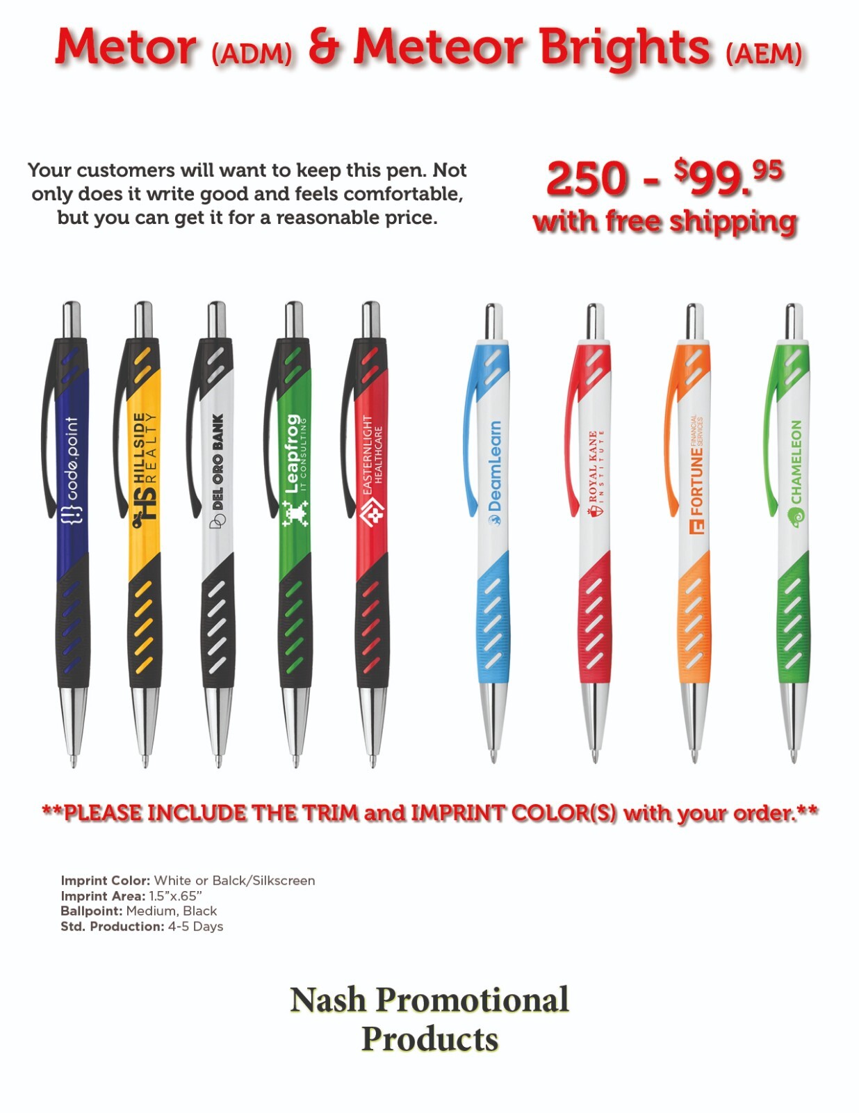 Promotional Ink Pen 500 - Low cost - Free Shipping - Custom Logo - Personalized
