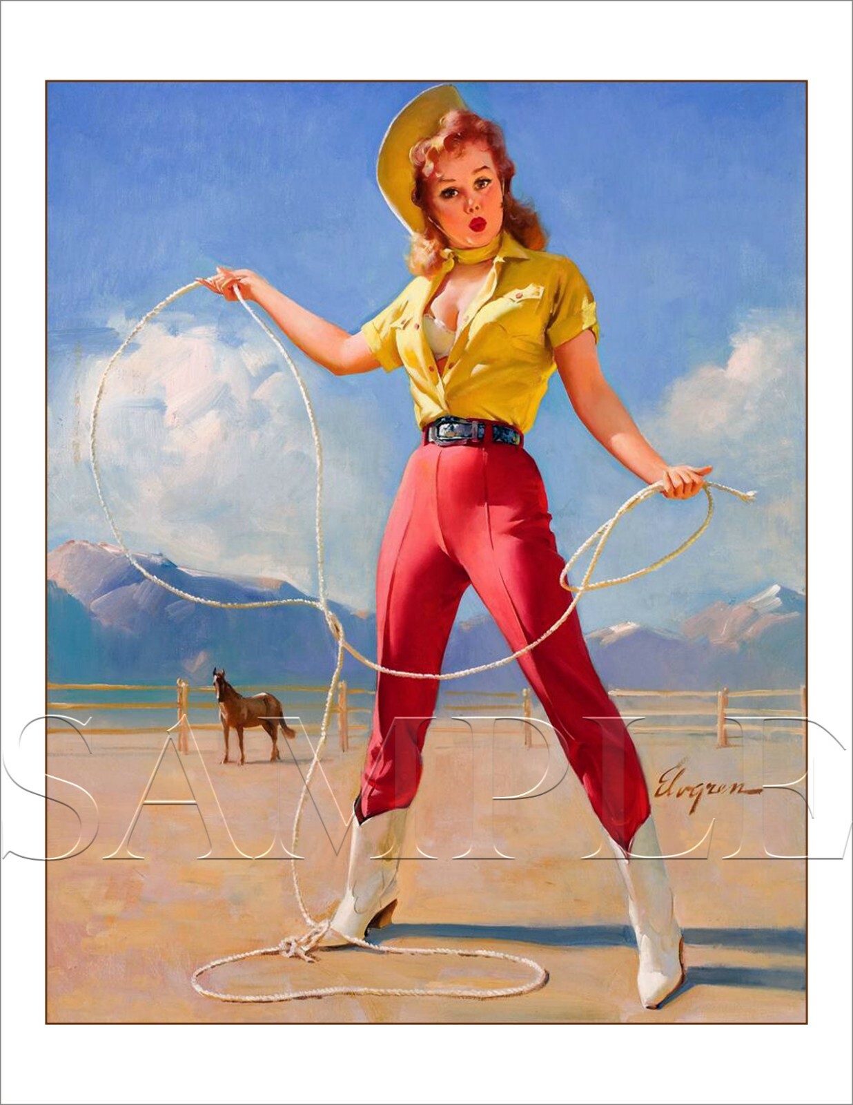 Gil Elvgren ギル・エルブグレン　ピンナップ　アート　額装 8.5x11 Vintage Gil Elvgren Fine Art Color Print Picture Poster