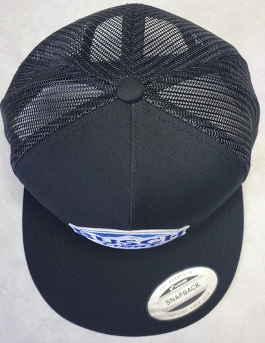Busch Light Beer Patch on Yupoong Trucker Hat / YP Classics 6006 Black/Black
