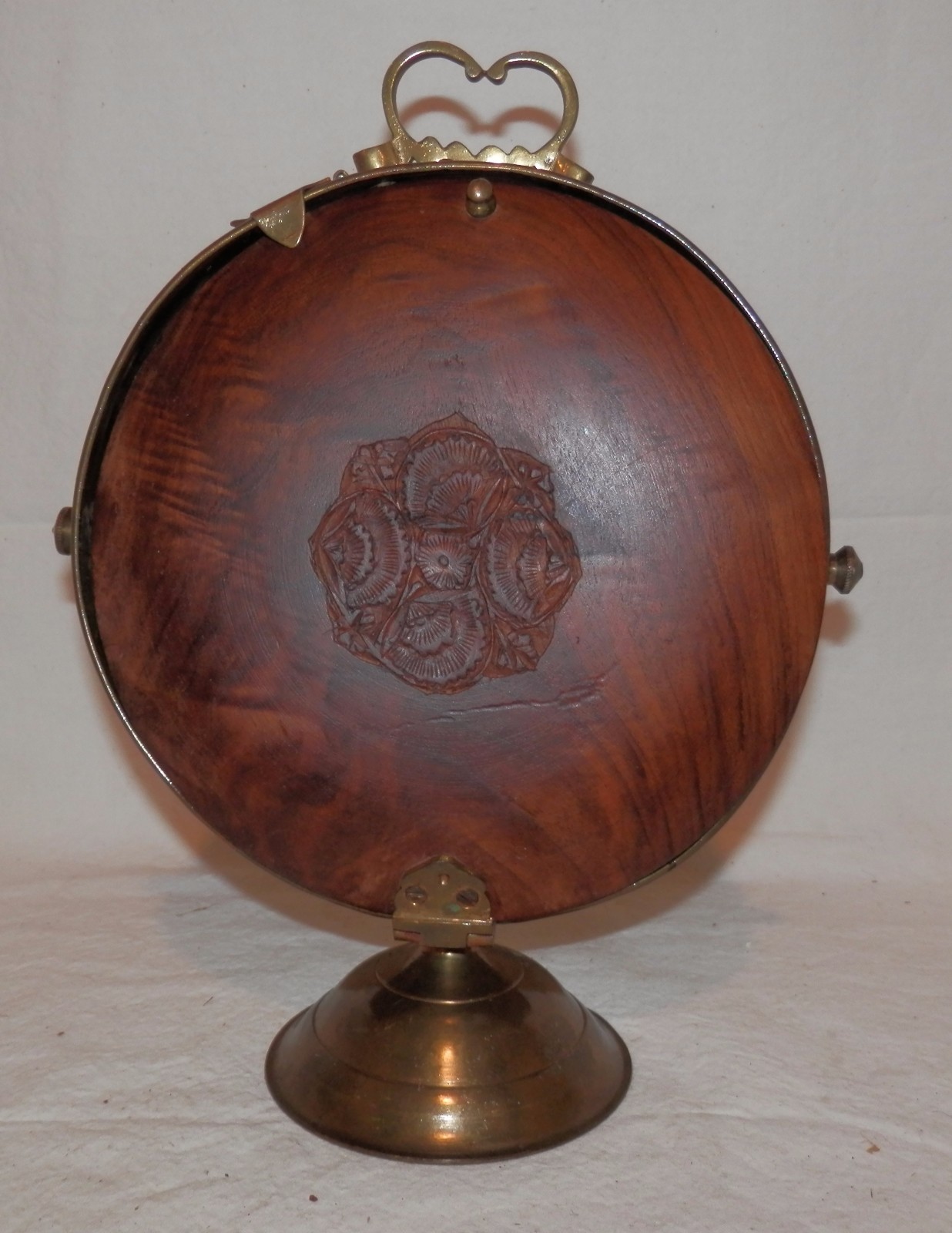 Vintage 3 Tier Wood Engraved India Collapsible Folding Trays Circa 1940 EUC