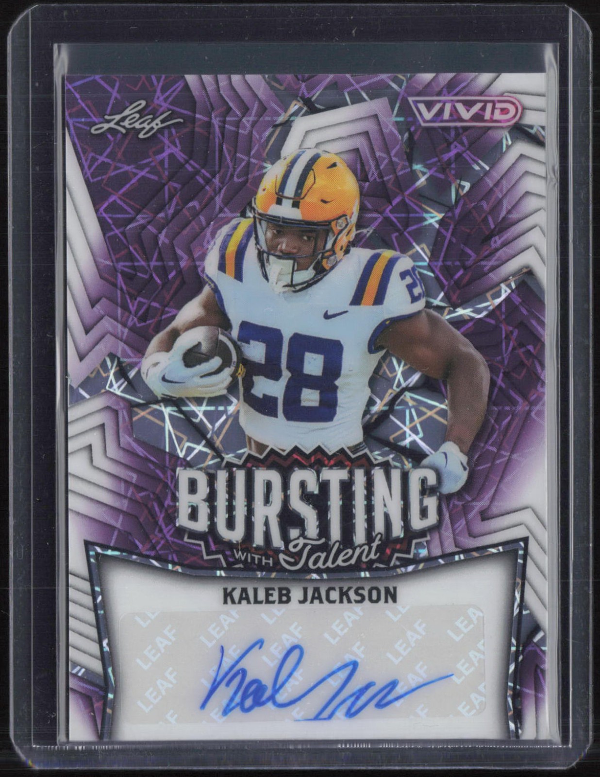 2025 Leaf Vivid Bursting With Talent Laser Purple Kaleb Jackson 3/7 Auto