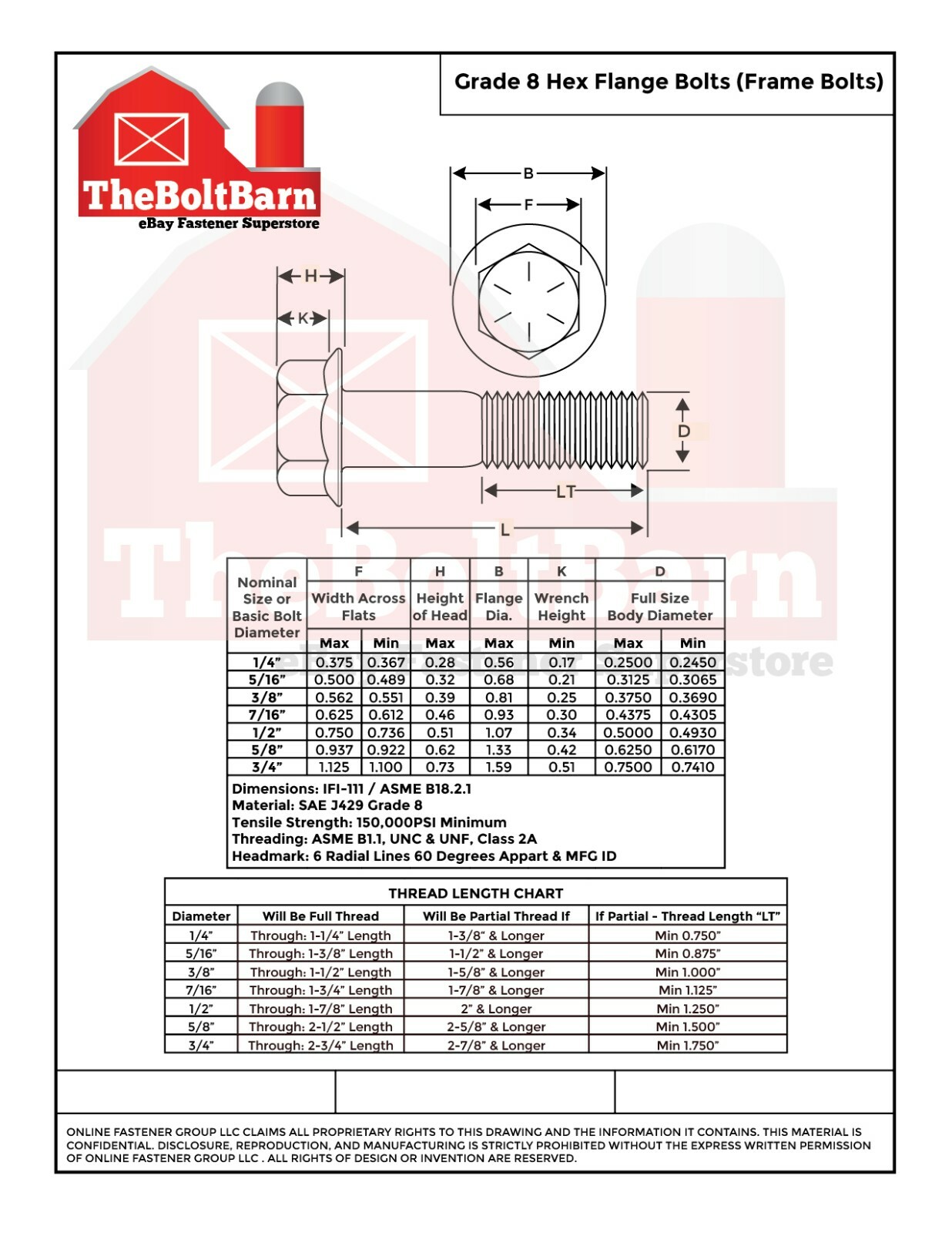 1/2"-20 Grade 8 Hex Flange Screws Frame Bolts Phos Oil (Pick Length & Qty)