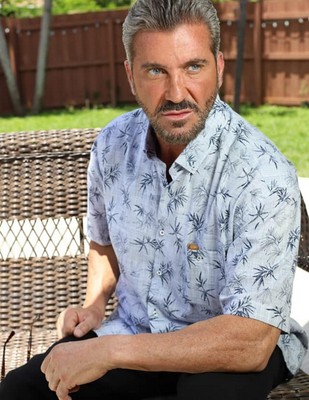 Blue Floral Caribbean Prints Collared Cotton Short Sleeve Plus Men Shirt 2X