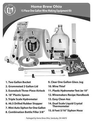 Home Brew Ohio 15 Piece One Gallon Wine Making Equipment Kit