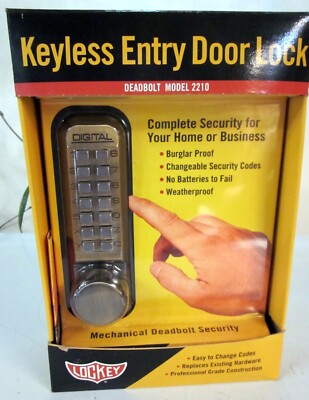 Lockey Keyless Entry Mechanical Door Lock Deadbolt Model 2210 Antique Brass NEW