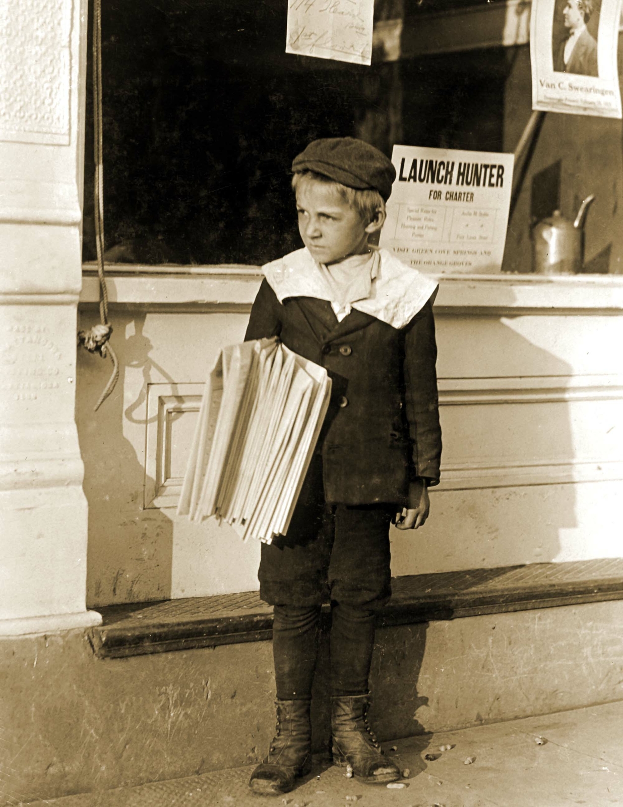 1913 Newsboy George Greentree, Jacksonville, FL Old Photo 8.5" x 11" Reprint