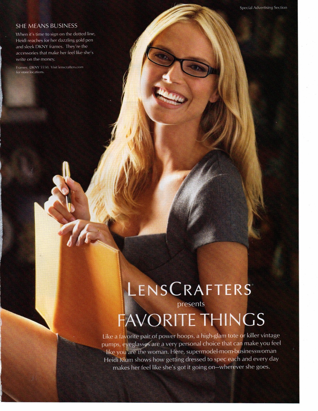 Heidi Klum 4 Page Magazine Ad Picture Clipping LensCrafters
