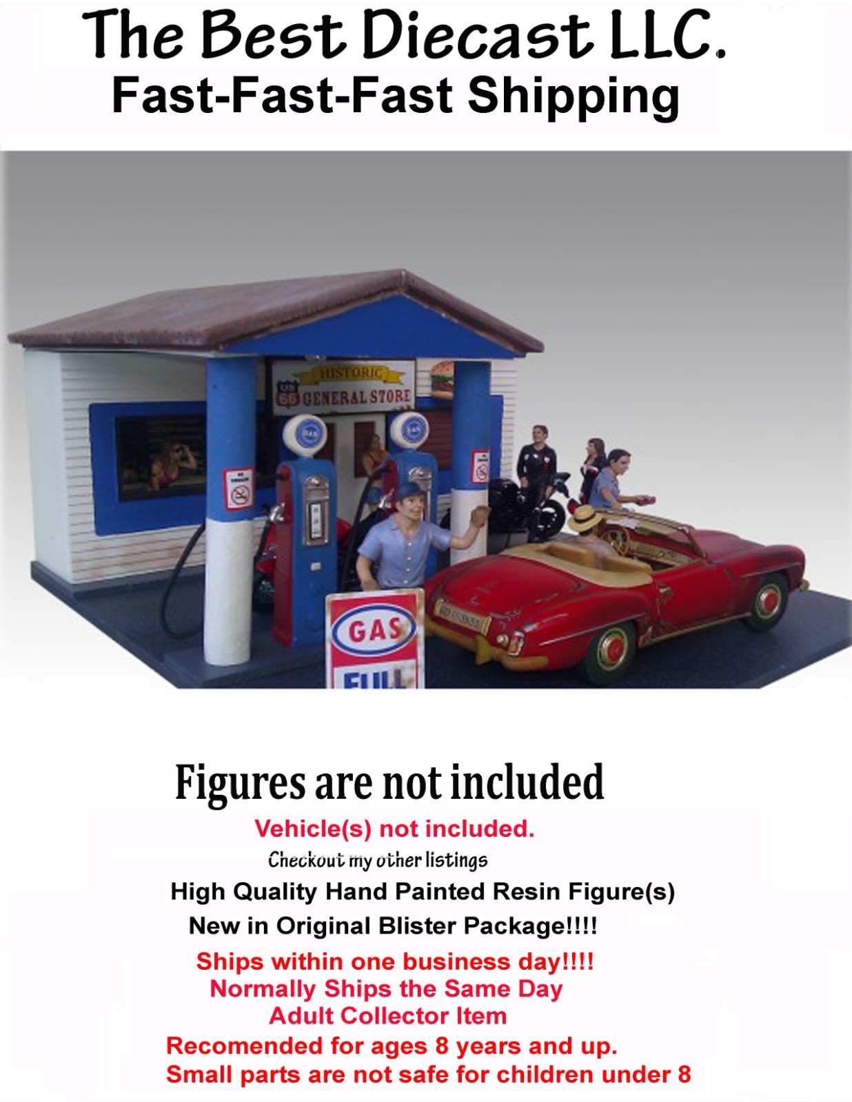 Gas Station Diorama American Diorama 1:18  or can be used with 1:24th figures