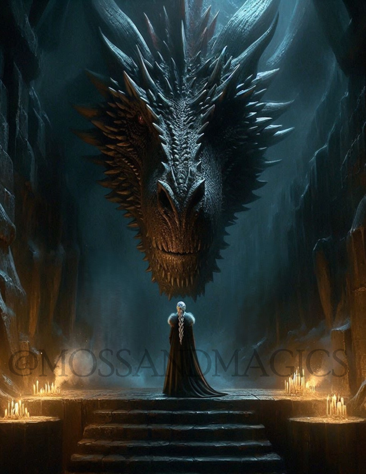 House of The Dragon inspired, Rhaenyra Targaryen Dragon Cave Painting art Print