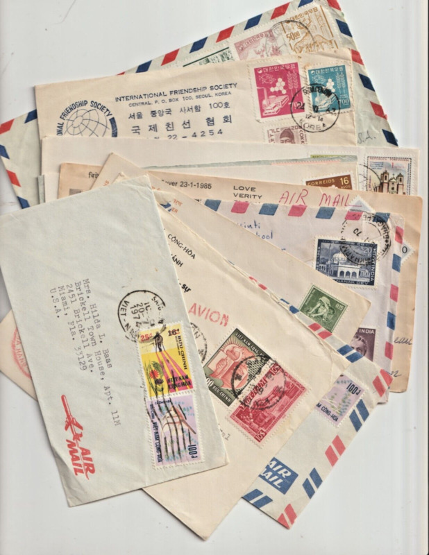 Asia Postal History 11  Lot , 11 Covers Korea Macau India Vietnam 1950'S 1980'S