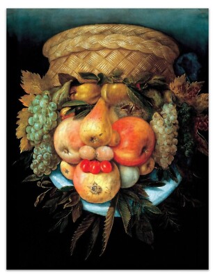 Giuseppe Arcimboldo FRUIT BASKET 1550 (Borderless) Vintage Painting Print