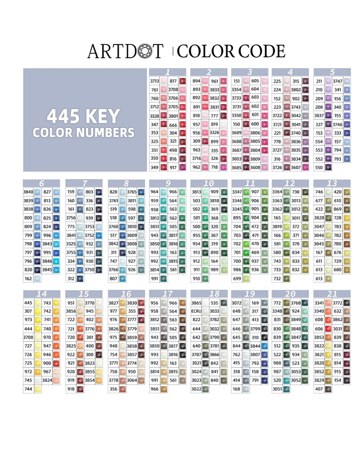 Diamond Painting Replacement Drills DMC/ArtDot 600-899 - Free Shipping on 4+