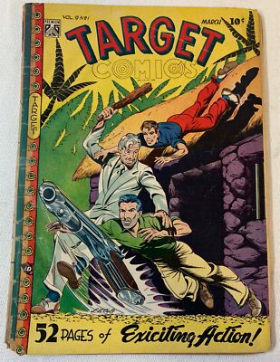 1948 TARGET COMICS V.9 #1 ~ low grade, tape down spine
