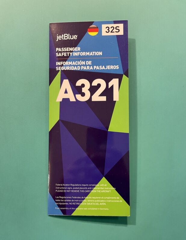 2021 JETBLUE SAFETY CARD-- AIRBUS 321 MINT CLASS— GERMANY