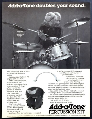 1981 Jazz Drummer Joe Morello photo Add-A-Tone Percussion Kit vintage print ad