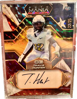 Travis Hunter 2024 Wild Card Auto Mania American Flag Holo Rookie Auto 22/25 PRC