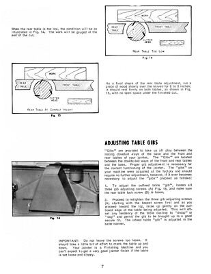 Rockwell 6" Jointer Model 37-220 Later Style Instruct & Parts List Manual #1900