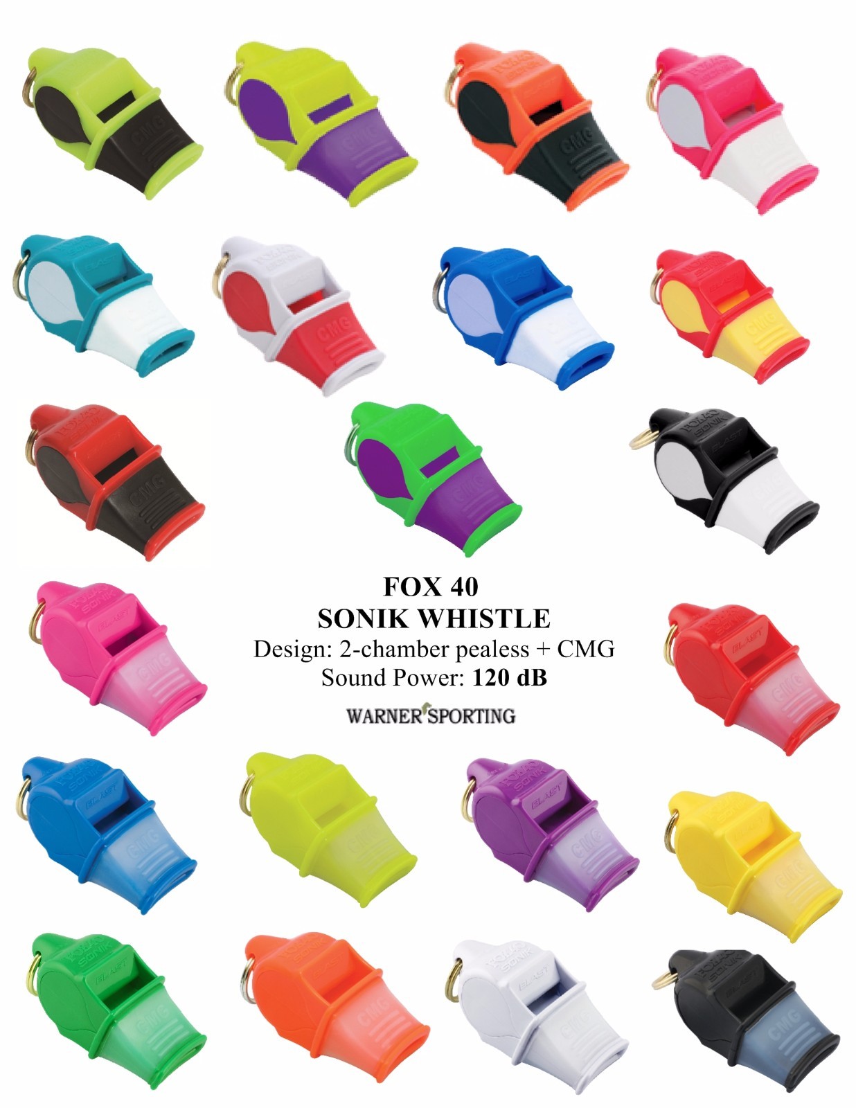 FOX 40 BRAND SONIK BLAST CMG WHISTLE + FREE LANYARD