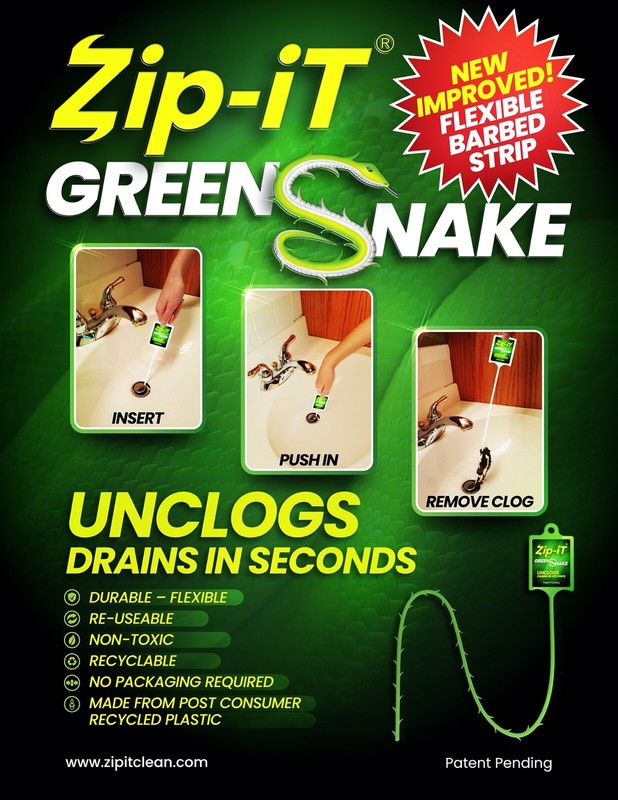 ZIP IT DRAIN CLEANER 3 PK, Zip It Drain Snake UNCLOG DRAINS IN