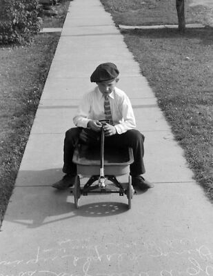 1940 A Boy and His Wagon, Michigan, ND Old Photo 8.5" x 11" Reprint