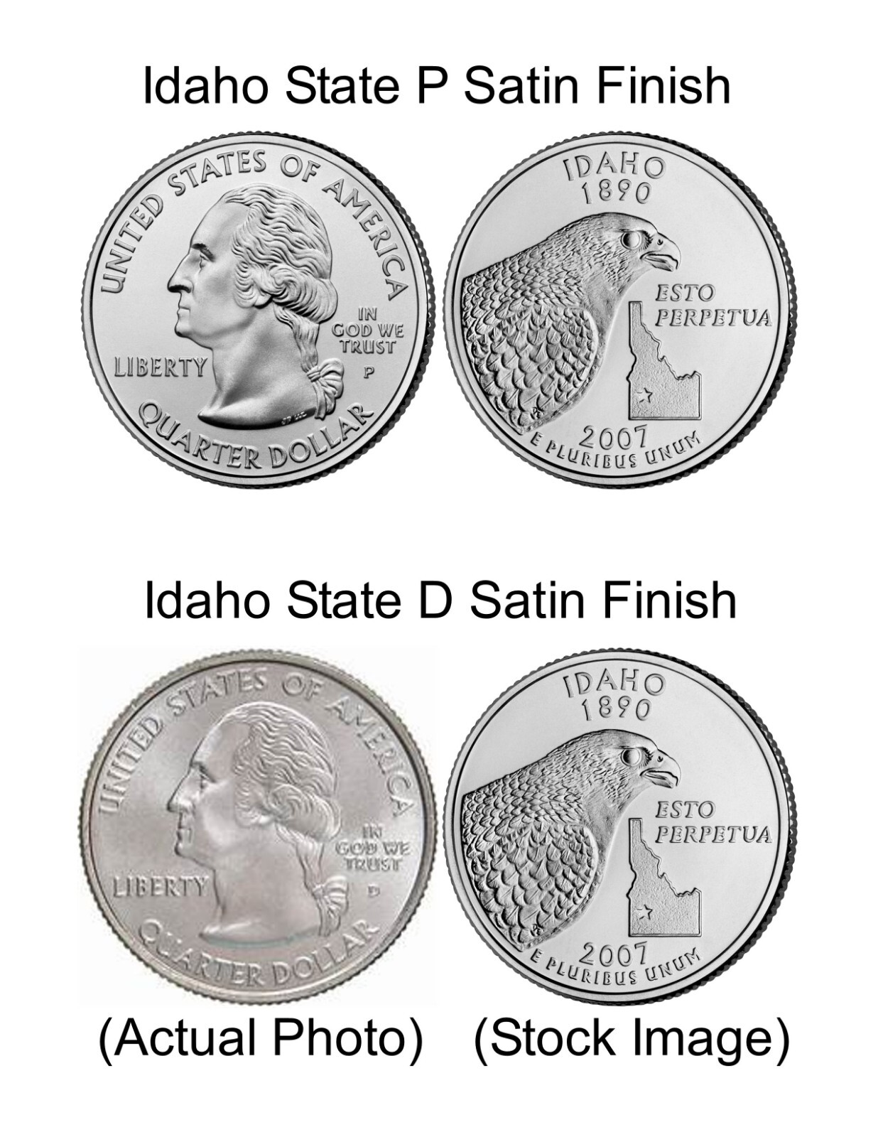 【新品未開封】2007年発行 アイダホ州Quarter 1 バンク•ロール 2007 P & D IDAHO STATE QUARTER, Satin Finish UNC-In Card
