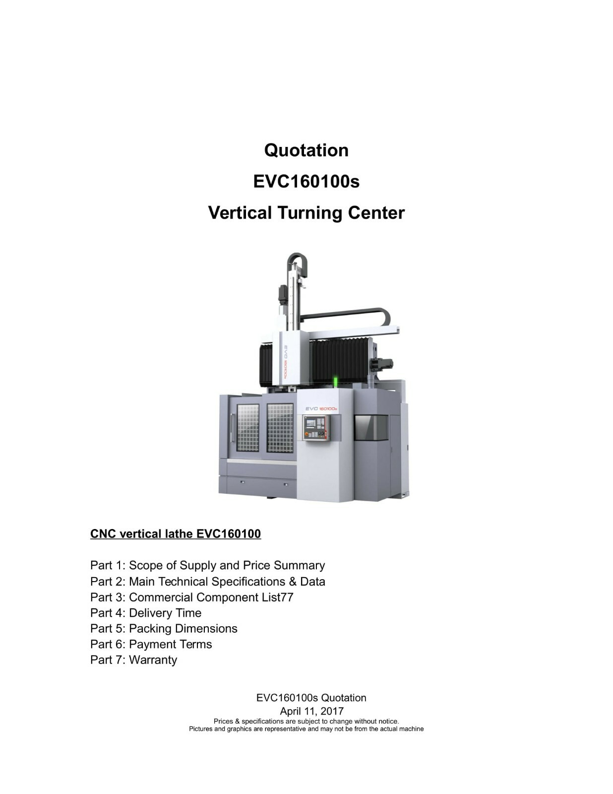 New EVC160100s CNC Vertical Turning Center