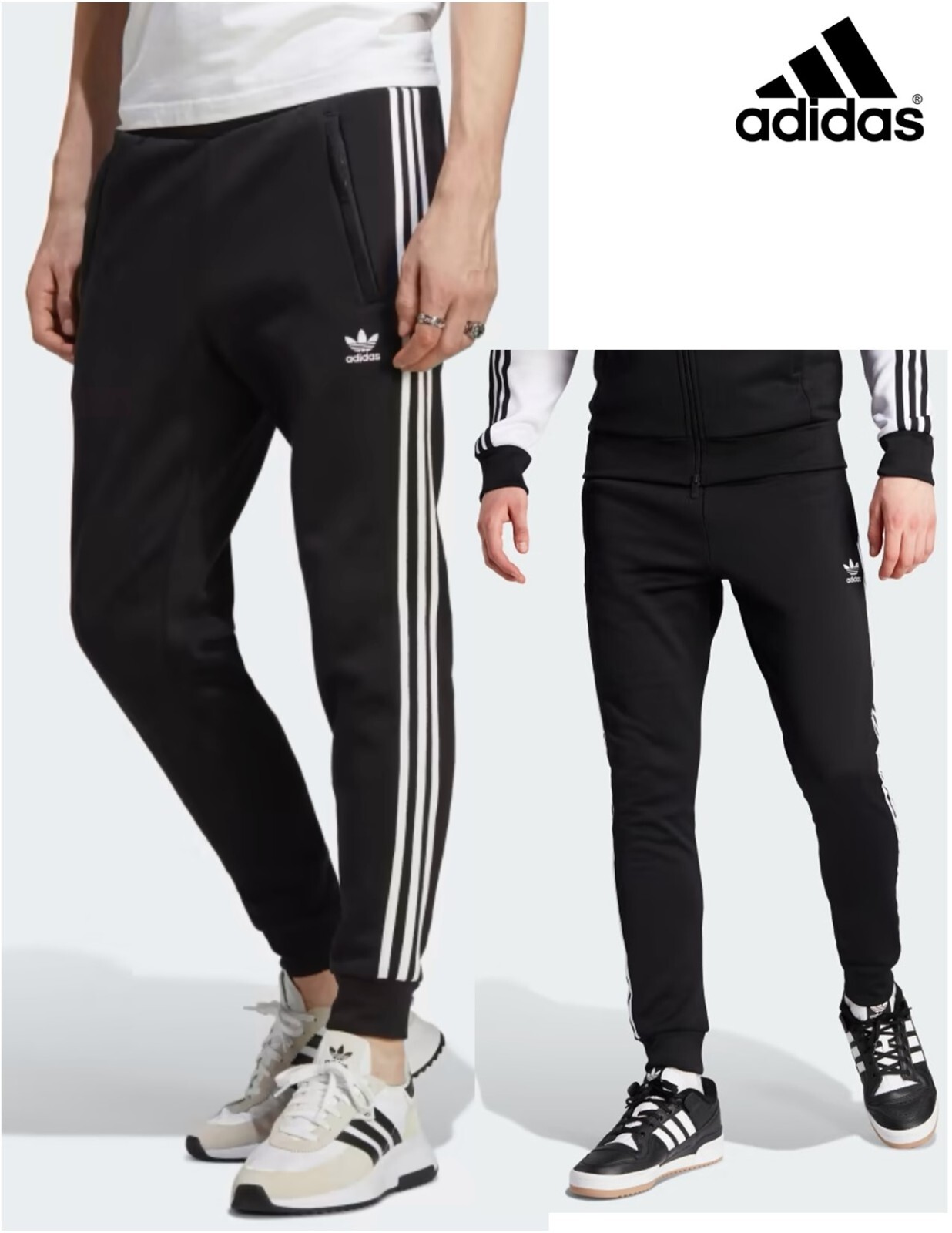 adidas triple black track pants