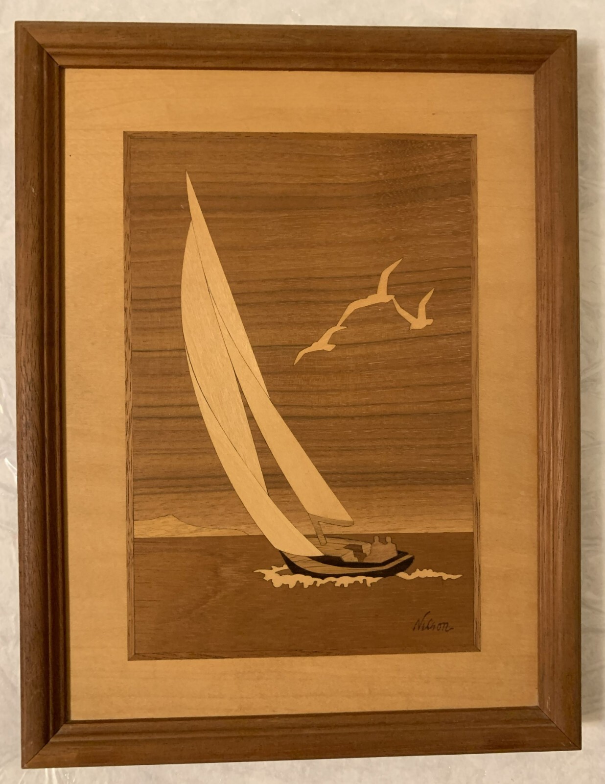 Harry Jenkins （ハリージェンキンス）ヨットレース　アート写真 HUDSON RIVER INLAY PICTURE - SOARING EAGLE - WOOD MARQUETRY