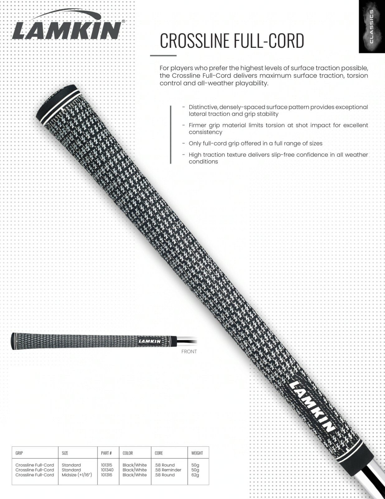 Lamkin Crossline Golf Club Grips - Official Distributor!